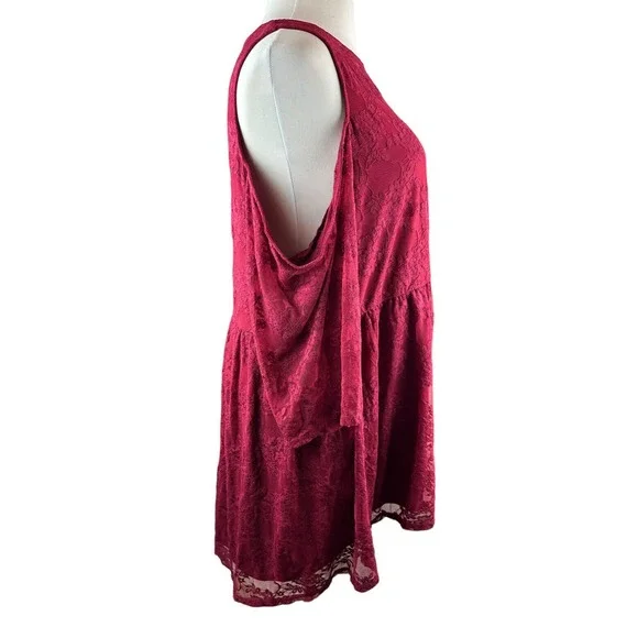 Torrid Babydoll Stretch Lace Cold Shoulder Top Biking Red Plus Size 4 4X - Picture 5 of 15